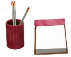 pink leather desk accessories set