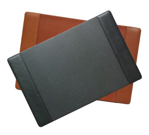 black and tan leather desk pad blotters