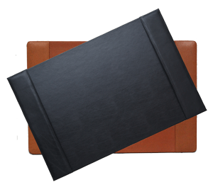black and tan leather deskpads