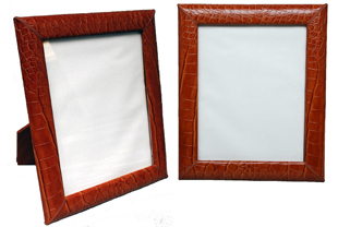 reptile-grain leather 8 x 10 picture frames, shown in 