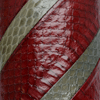 grey and cranberry reptile textured leather