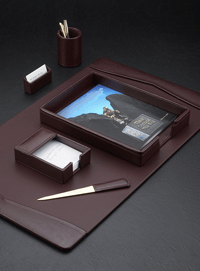 wine-colored leather 6 piece desk pad set