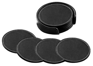 leather coasters in a range of rich colors