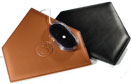 home plate leather mouse pads shown in black and brown