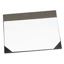 vinyl-trimmed desk pad with blank sheets of paper