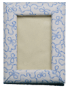 fabric frame with blue and white bows design