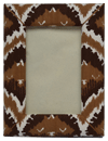 black brown and white ikat print fabric frame
