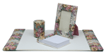 4 piece fabric desk pad set with 4 x 6 picture frame