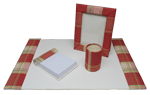 four piece fabric desk pad set with 5 x 7 photo frame