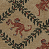 swatch of monkey motif tapestry on tan background